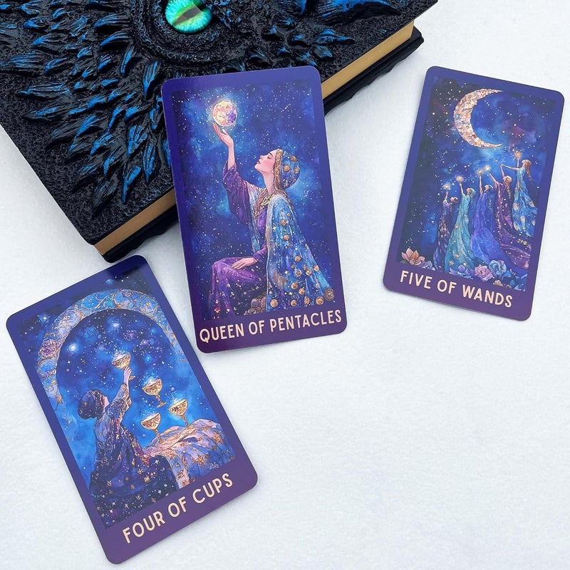 DPEHAKMK Celestial Tarot Deck Unique, 78 Cosmic Tarot Cards with with Guidebook, Modern Witch Tarot for Beginners and Experienced Readers, Divination and Spiritual Divination Tool - Image 4